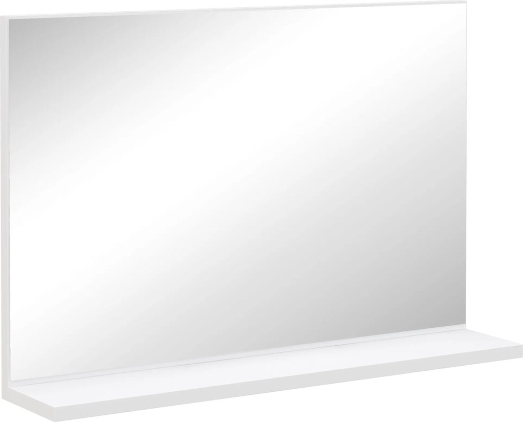 kleankin Fali Fürdőszobai Tükör Polccal, Modern, Többfunkciós Tükör Fürdőszobába, Hálószobába és Előszobába, 60x12x40 cm, Fehér | Aosom