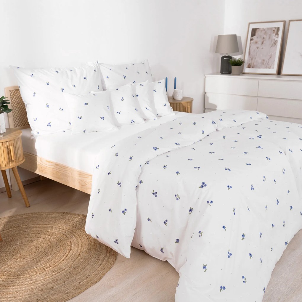 Goldea pamut ágyneműhuzat - áfonya mintás 240 x 220 és 2db 70 x 90 cm