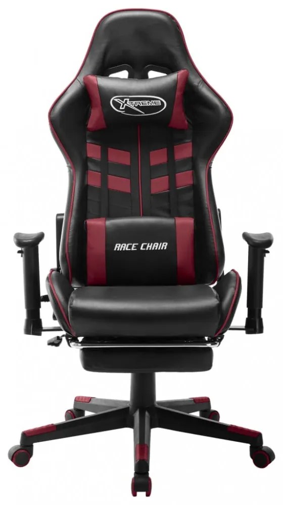 fekete és bordó műbőr gamer szék lábtámasszal