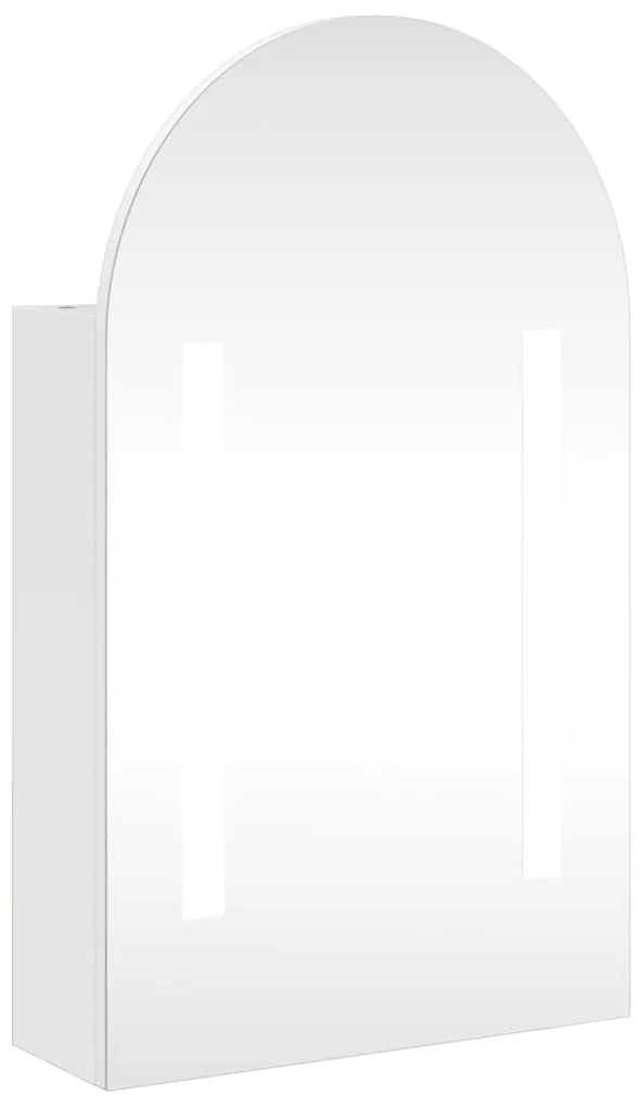 fehér ívelt tükrös fürdőszobaszekrény LED-del 42 x 13 x 70 cm