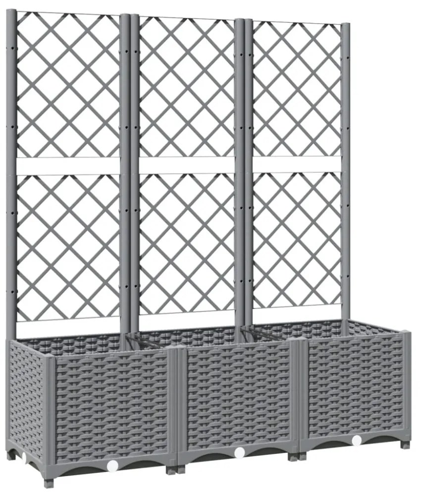 világosszürke PP rácsos kerti ültetőláda 120 x 40 x 136 cm