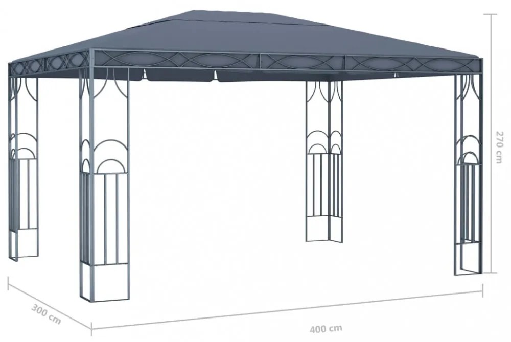 antracitszürke pavilon 400 x 300 cm