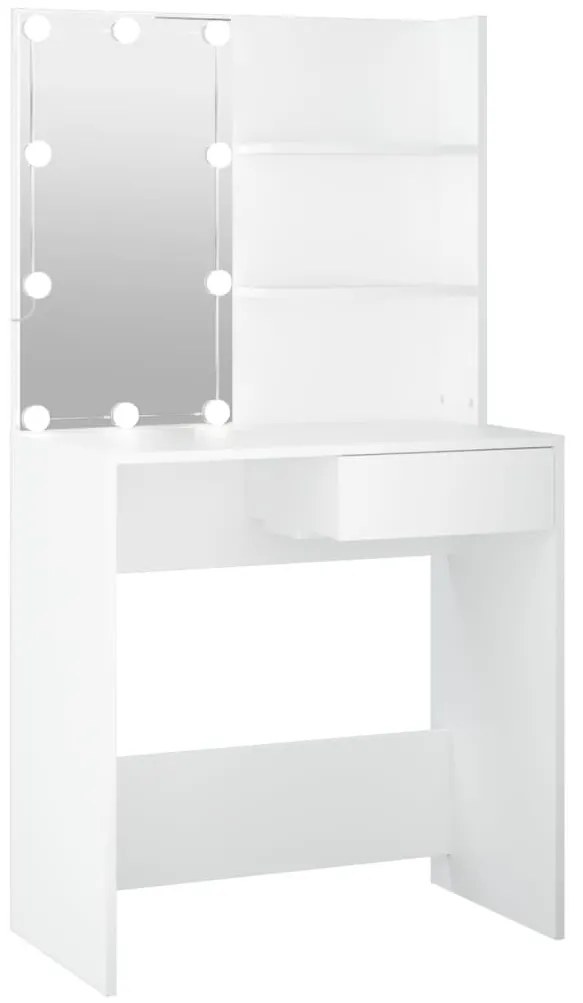 fehér fésülködőasztal LED-világítással 74,5 x 40 x 141 cm