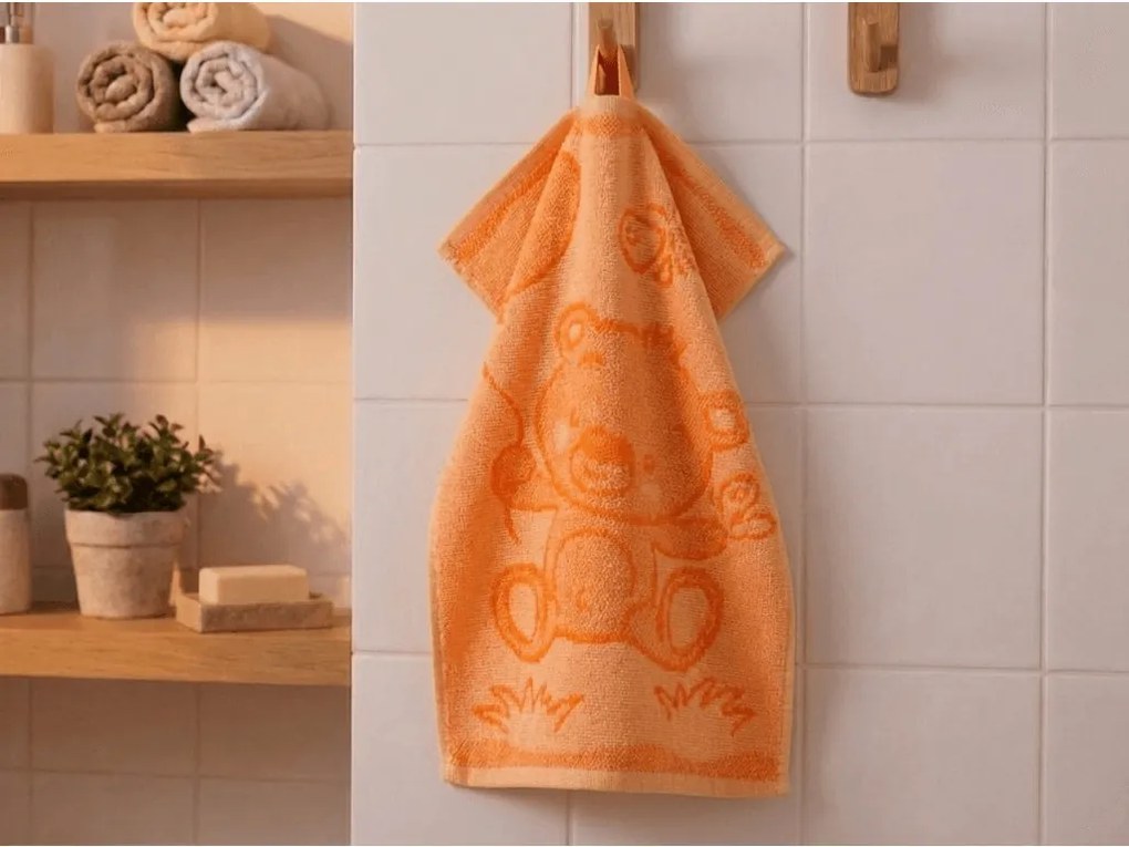 Gyerek törölköző BEBÉ mackó narancssárga 30x50 cm