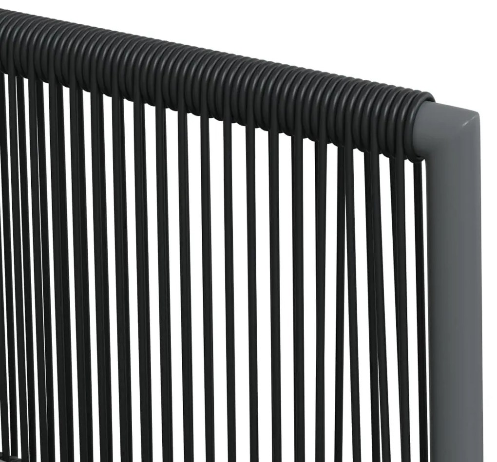 5 részes fekete polyrattan és acél kerti étkezőszett párnákkal
