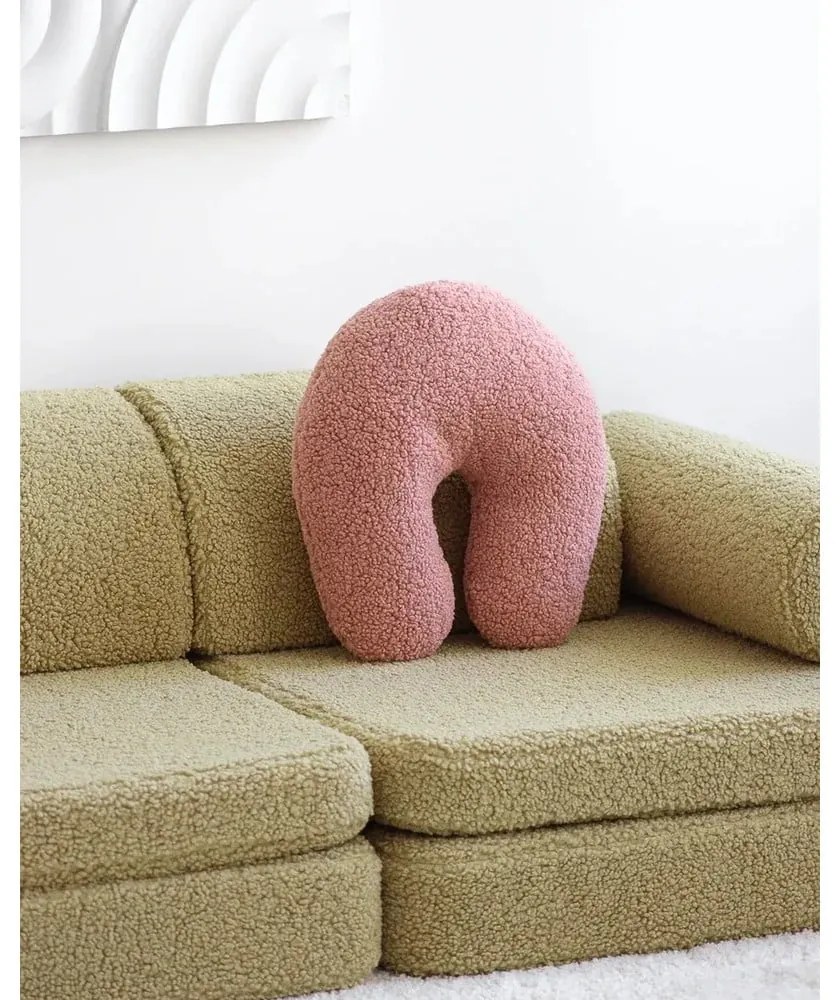 Rózsaszín buklé párna gyerek kanapéhoz U – Wigiwama