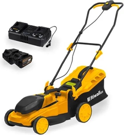 Riwall PRO RALM 4020i SET - akkus fűnyíró 2 x 20 V + 2x 4 Ah akkumulátor + dupla gyorstöltő 4,5 A (AM18E2601023B)