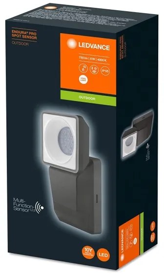 Ledvance -LED Kültéri fali lámpa érzékelővel SPOT LED/8W/230V IP55 fekete