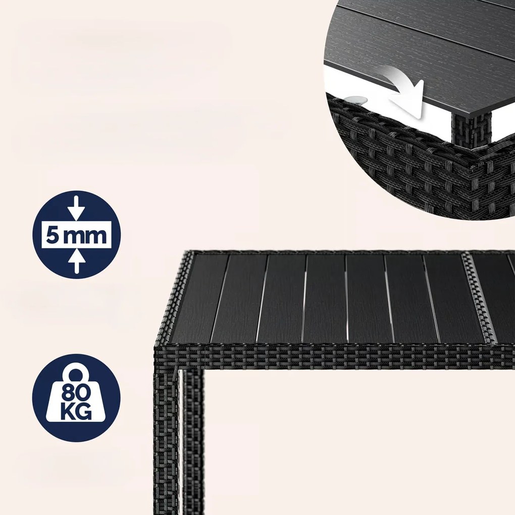 Casaria® Kerti rattan szett Berlin WPC 1+6 - fekete