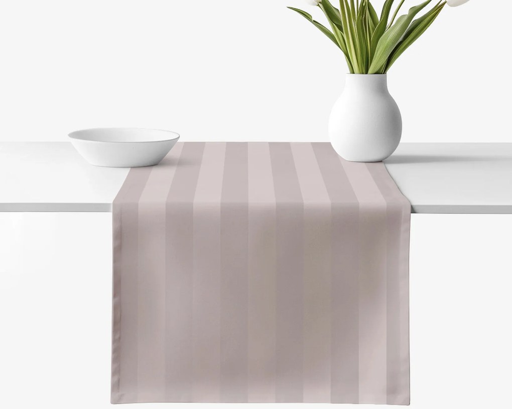 Goldea ünnepi damaszt asztali futó - szürkésbarna csíkos 35x180 cm