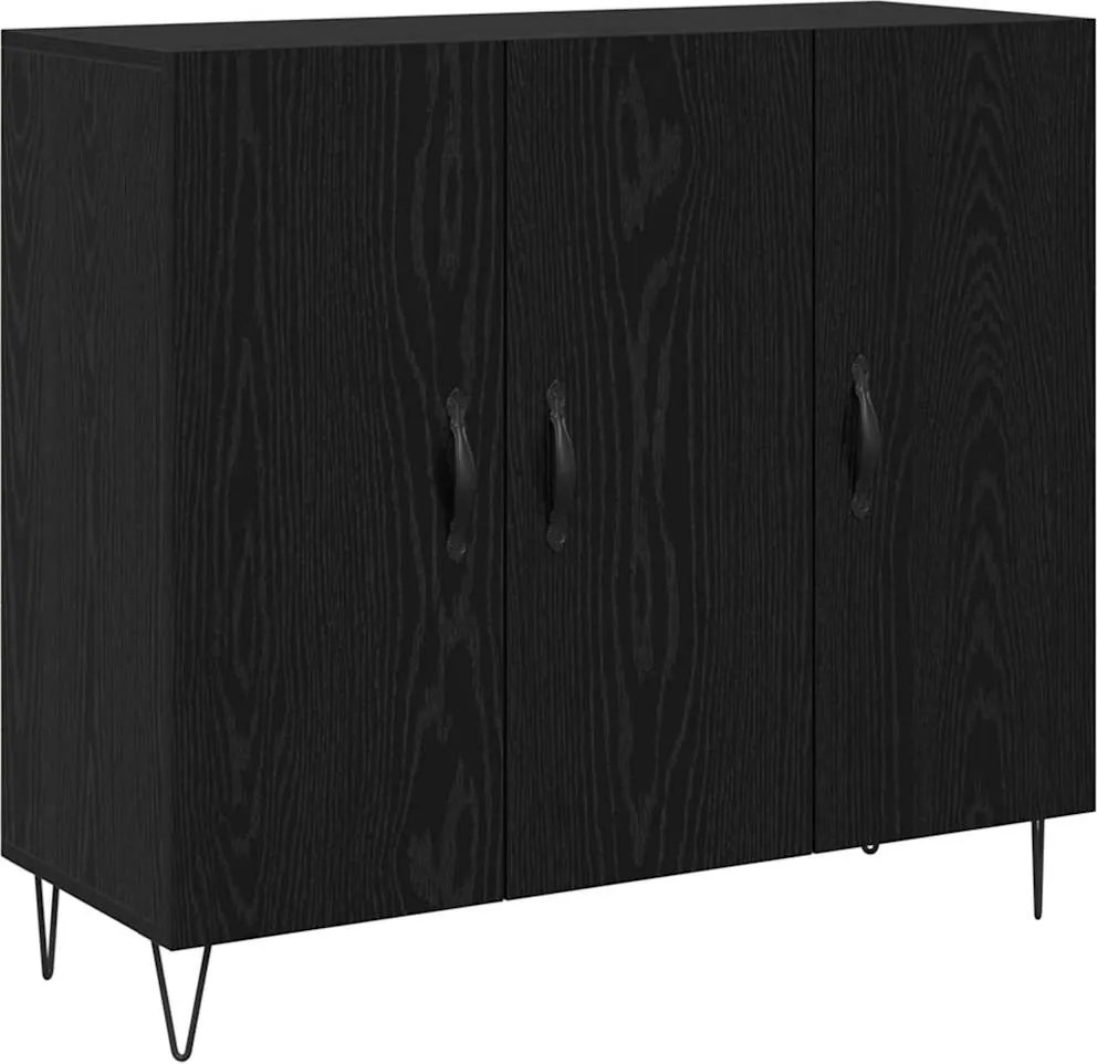 vidaXL Széf Fekete tölgy 90 x 32,5 x 80 cm Faanyag