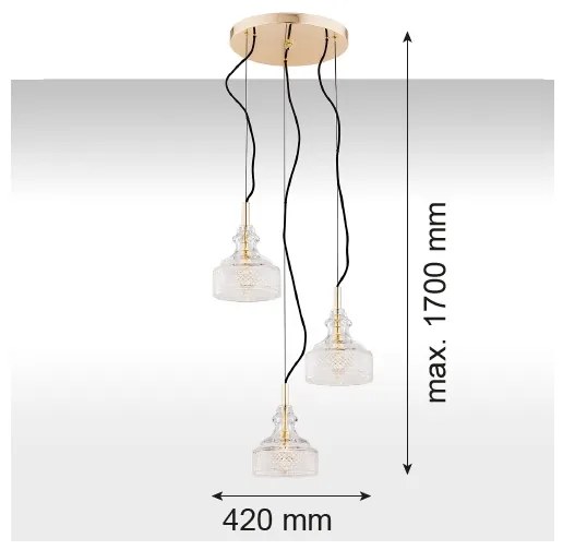 Argon 1462 - Csillár zsinóron CRUZ 3xE14/7W/230V