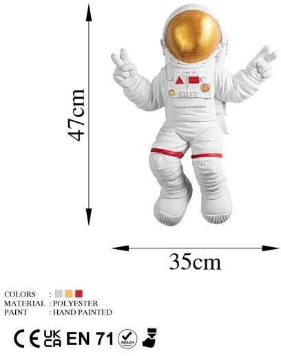 Fali dekoráció 47x35 cm astronaut arany