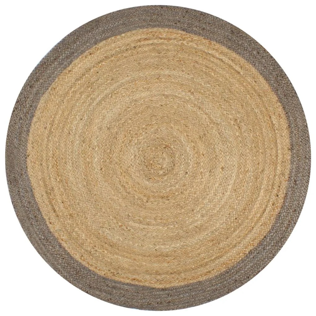 szürke szélű kézzel font jutaszőnyeg 150 cm
