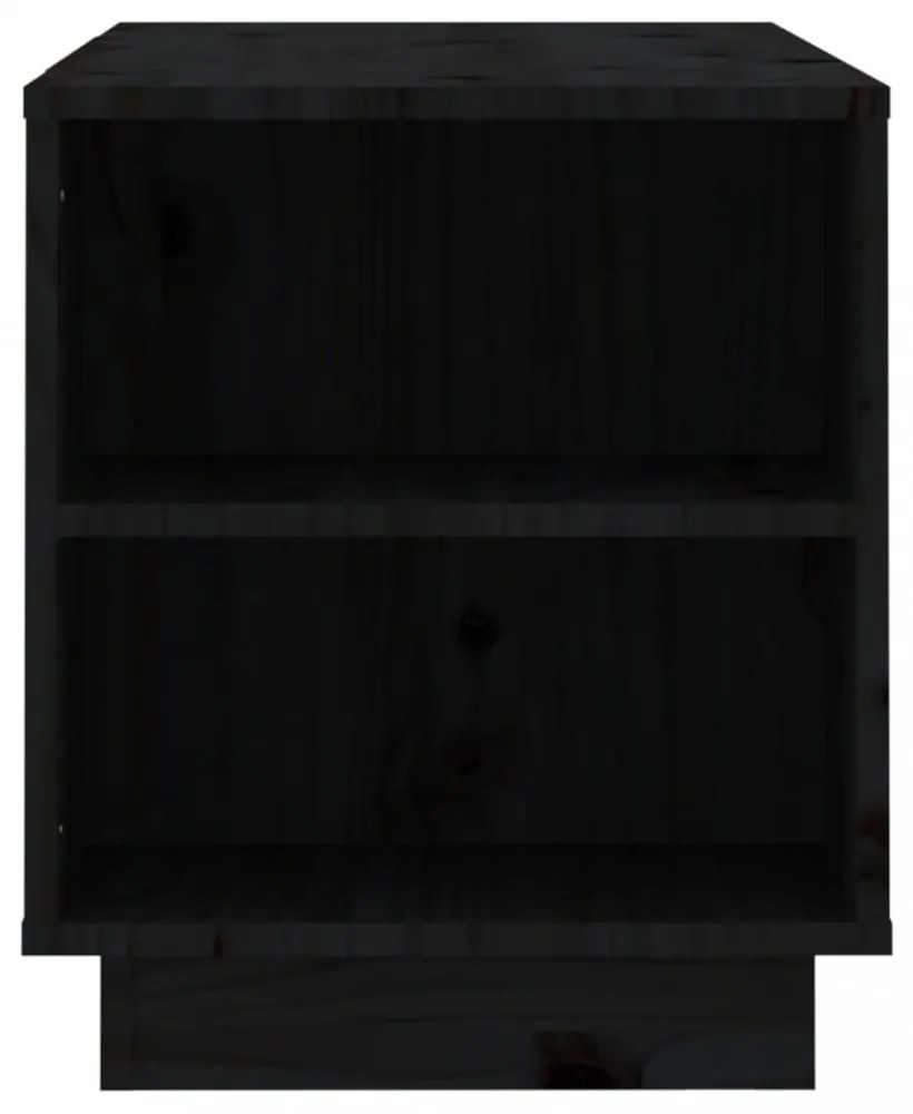 fekete tömör fenyőfa TV-szekrény 110x35x40,5 cm