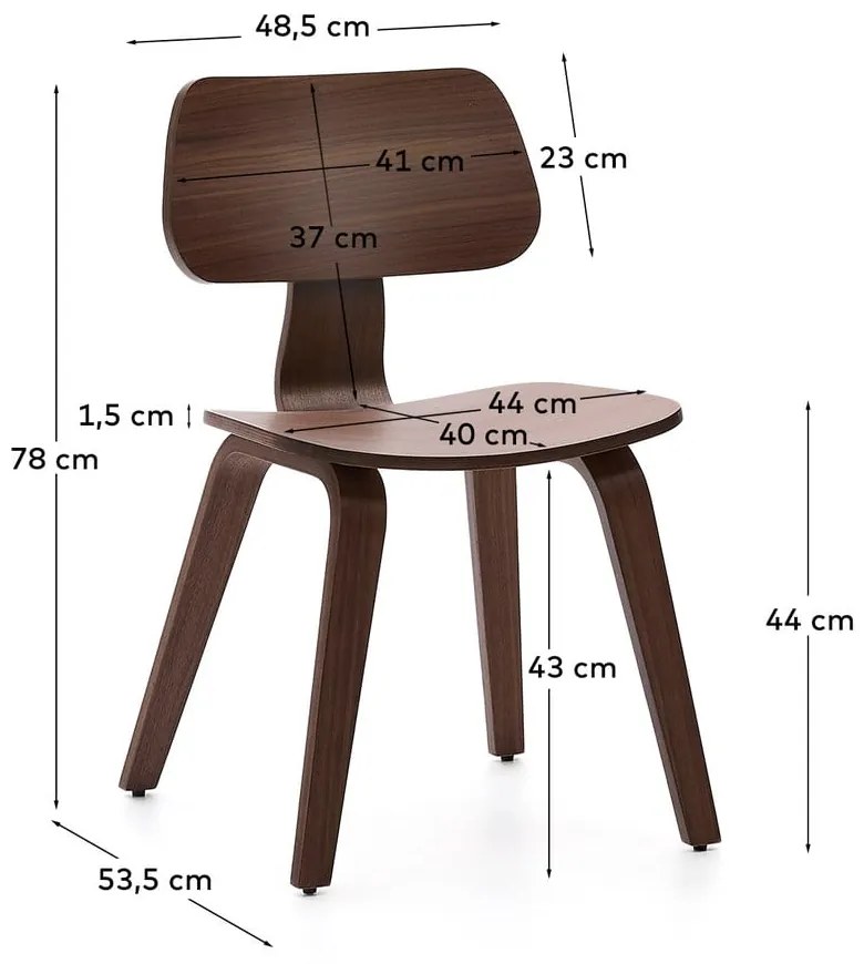 Sötétbarna étkezőszék diófa dekorral Gena – Kave Home