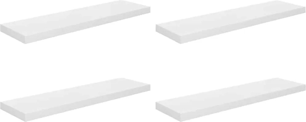 vidaXL 4 db magasfényű fehér MDF lebegő fali polc 90 x 23,5 x 3,8 cm