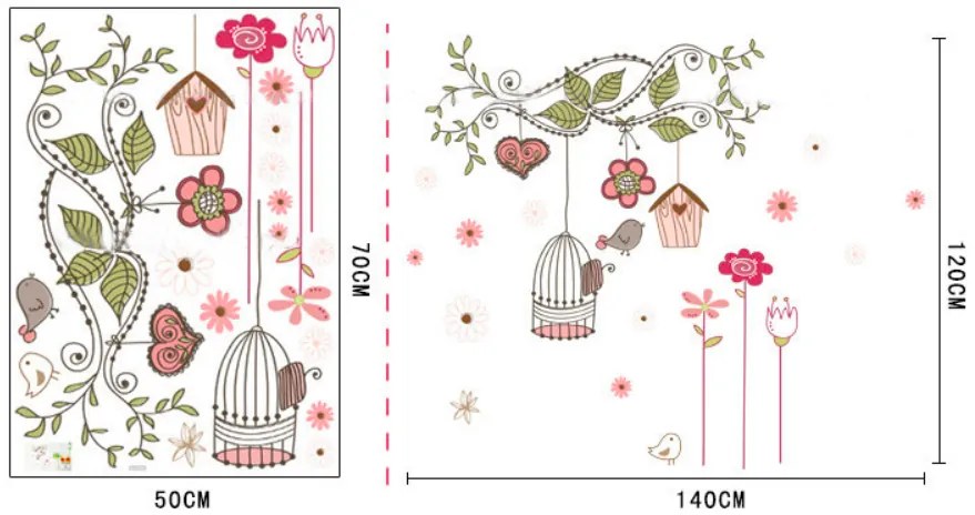 PIPPER | Falmatrica"Virágok és madarak" 95x80 cm