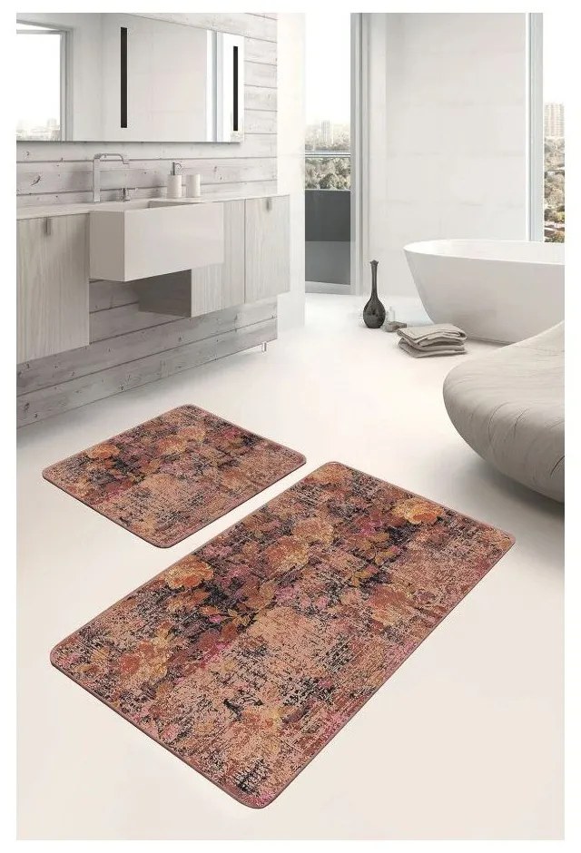 Barna bársony fürdőszobai kilépő szett 2 db-os 60x100 cm – Mila Home