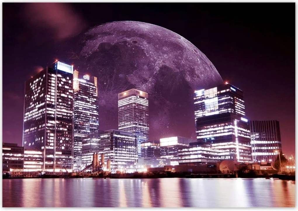 Poszterek 100x70 Lila város éjszaka