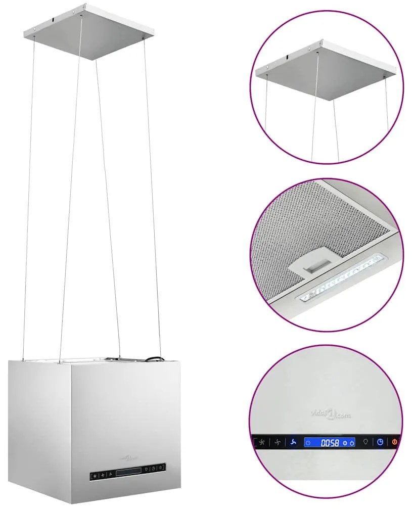 vidaXL rozsdamentes acél LCD érintőképernyős sziget páraelszívó 37 cm