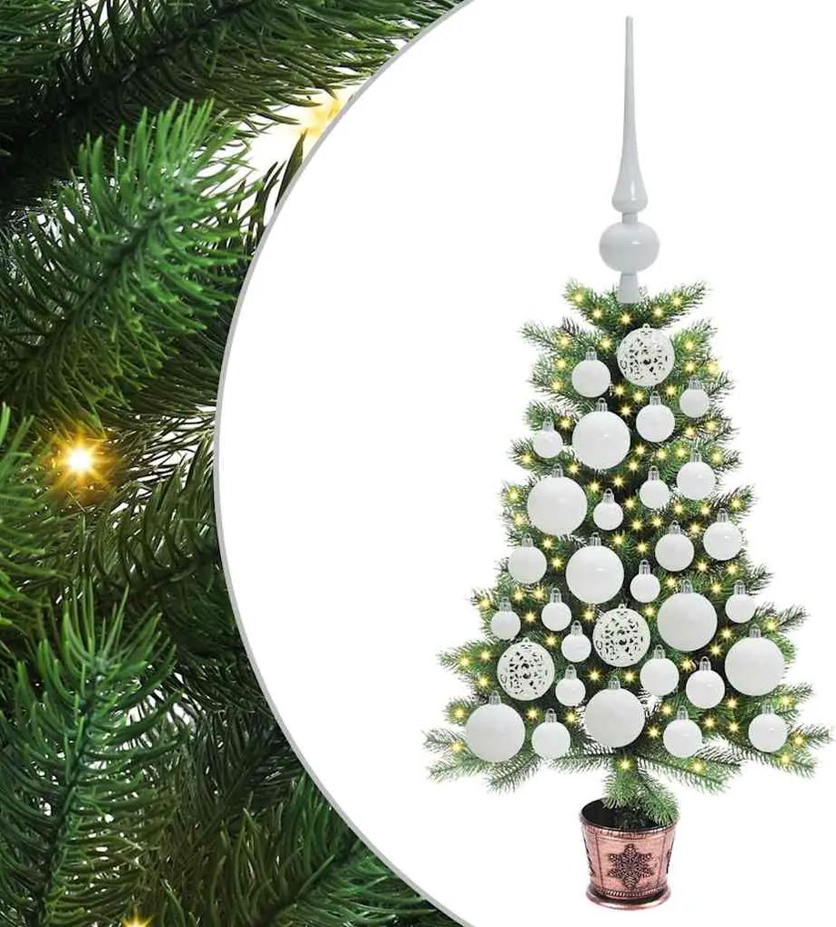 vidaXL Karácsonyfa 150 LED-del állvánnyal Zöld 65 cm PE