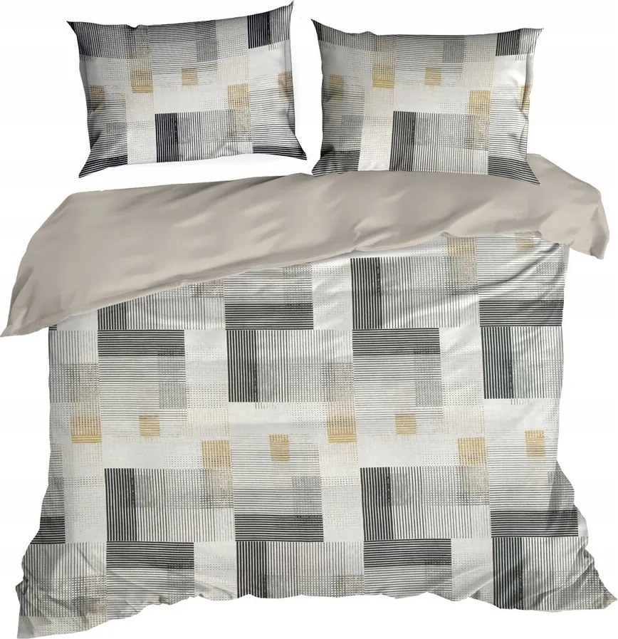 Ágyneműhuzat Home 220x200 Eurofirany acél bézs téglalap geometria