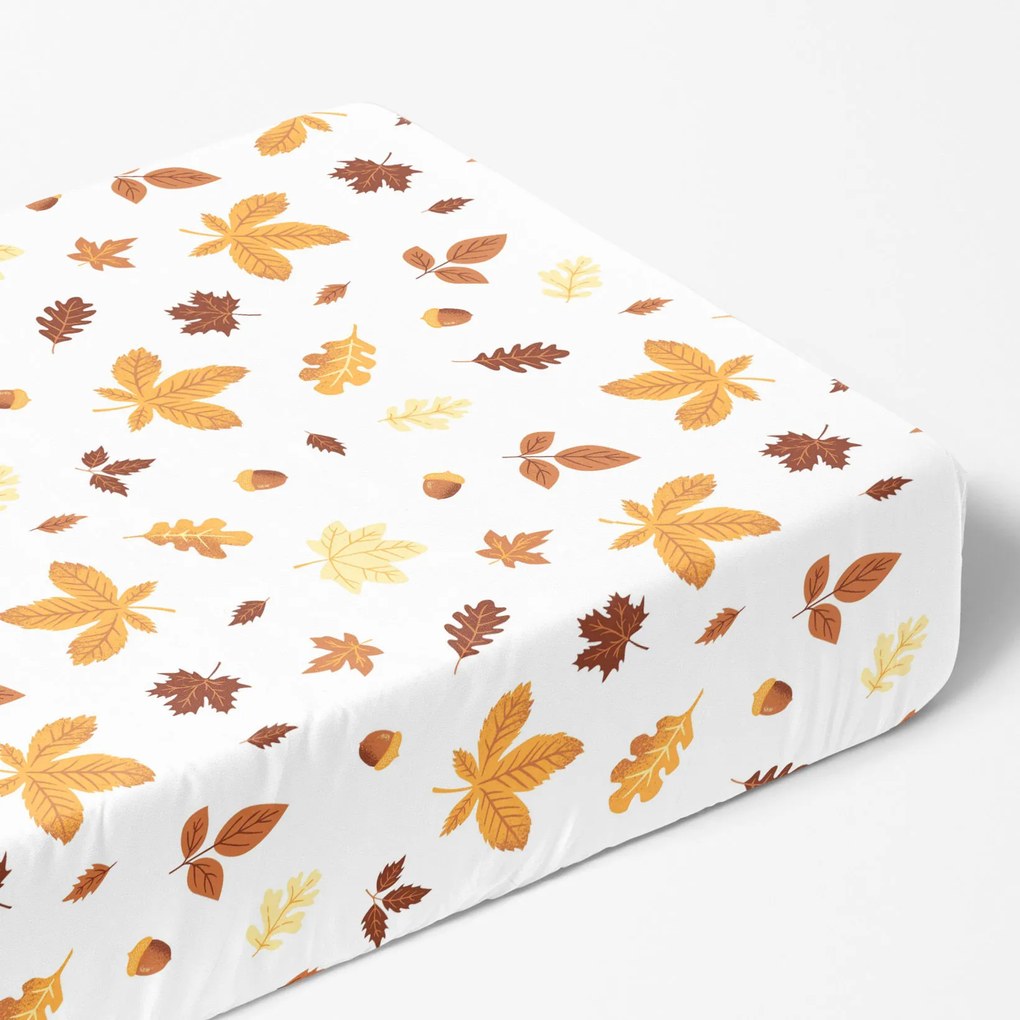 Goldea pamut gumis lepedő - őszi levelek 90 x 200 cm