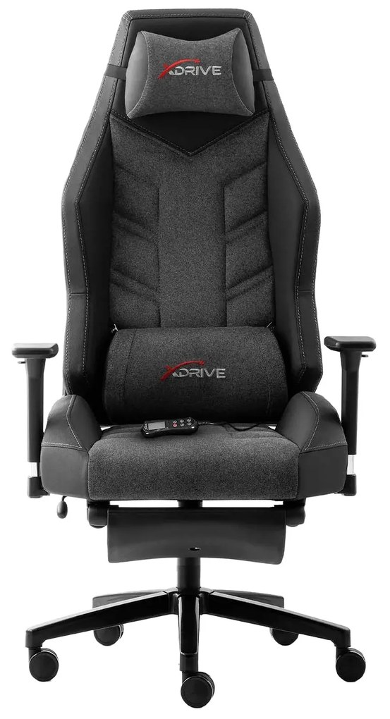 FIRTINA Massage TX 200 KG teherbírású szövet gamer szék lábtartóval, beépített masszázs- és fűtés funkcióval, 3D kartámasz