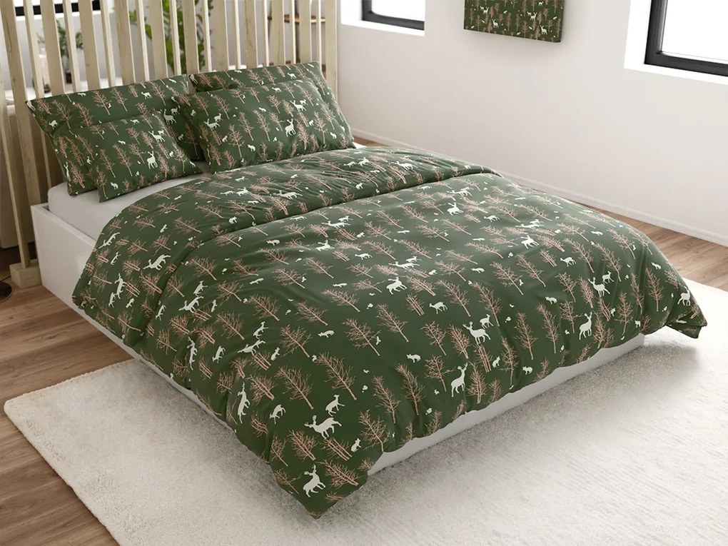 Mikroszálas ágyneműhuzat OAK DEER sötétzöld Ágyneműhuzat mérete: 70 x 90 cm | 140 x 200 cm