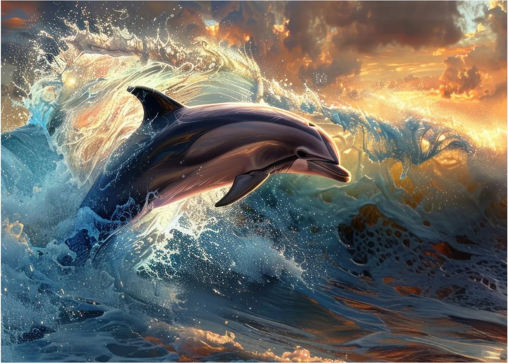 Kép - Delfin, illusztrációk (70x50 cm)