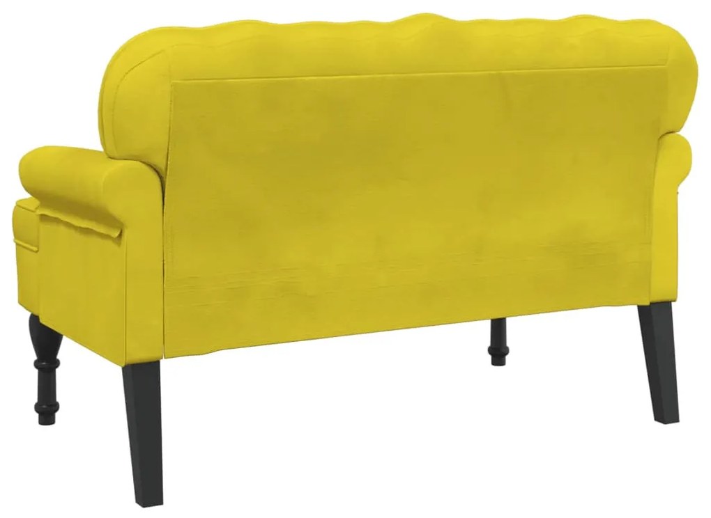 citromsárga bársonypad háttámlával 119,5 x 64,5 x 75 cm