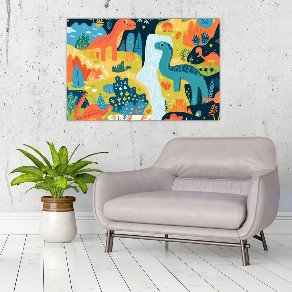 Kép - Vidám dinoszauruszok (90x60 cm)