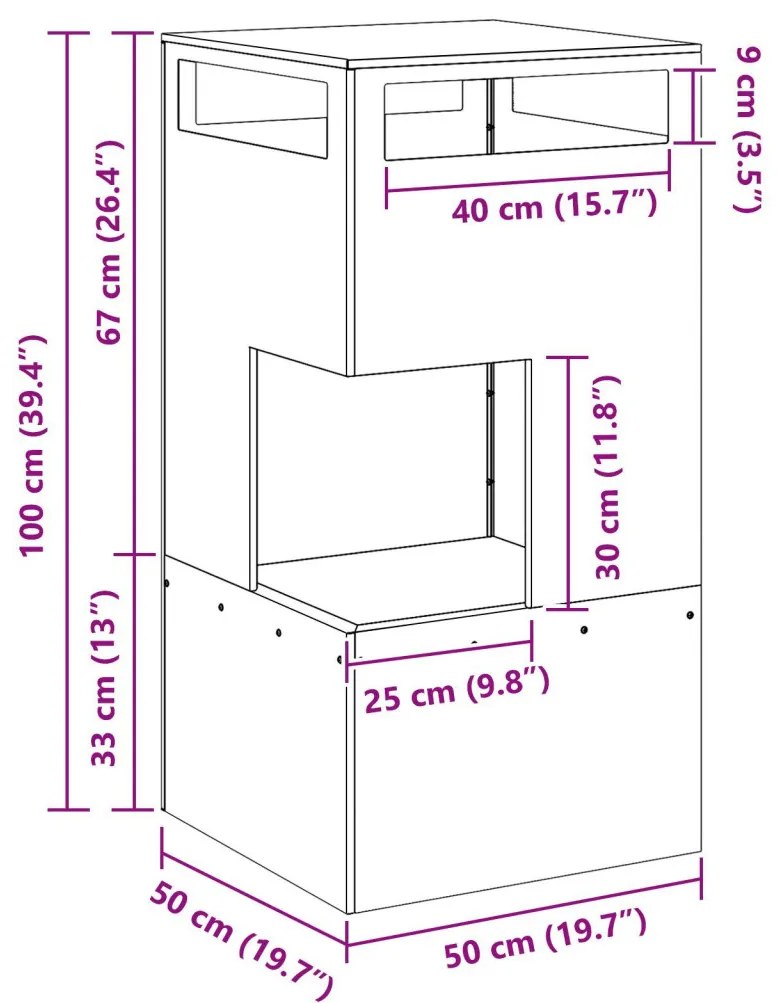 Tűzrakó Fekete 50 x 50 x 100 cm Hidegen hengerelt acél