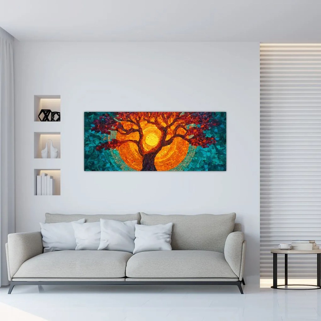 Kép - Az élet fája és a nap mozaikban (120x50 cm)