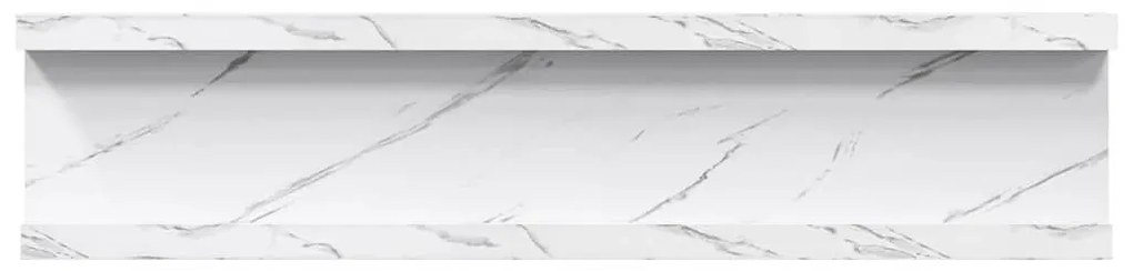 Falpolc polcokkal 2 pcs Fehér márvány 40 x 9 x 3 cm Faanyag