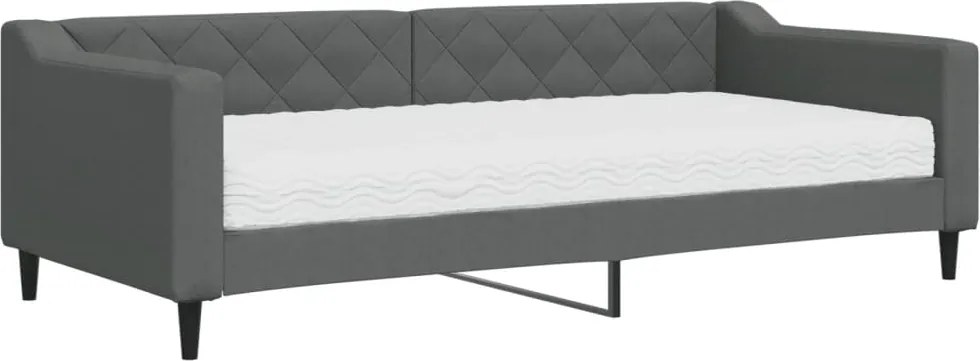 vidaXL sötétszürke szövet heverő matraccal 90 x 200 cm