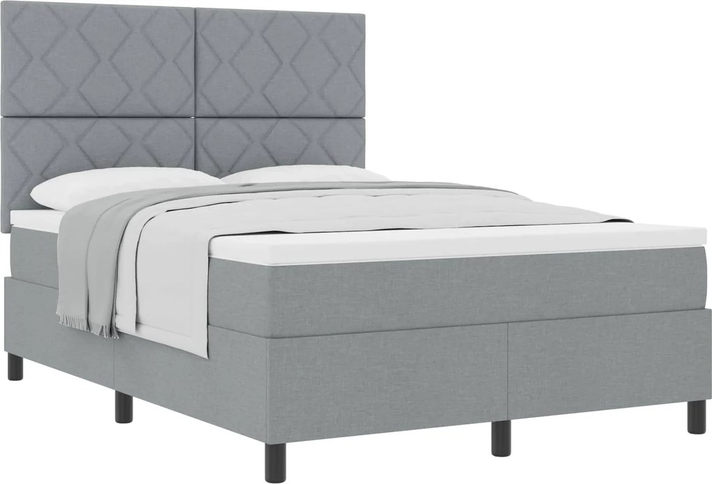 vidaXL Boxrugós ágy matracmal Világosszürke 160 x 200 cm szövet