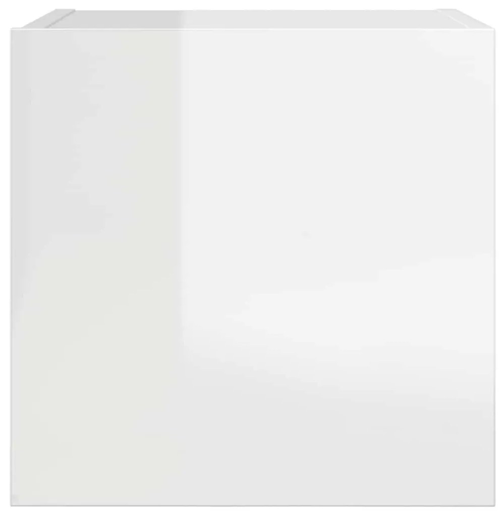 2 db magasfényű fehér falra szerelhető TV-szekrény 30,5x30x30cm