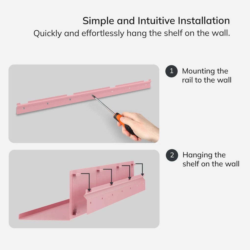 JOANNE fali polc 1200 mm, Fresh Style: púderrózsaszín