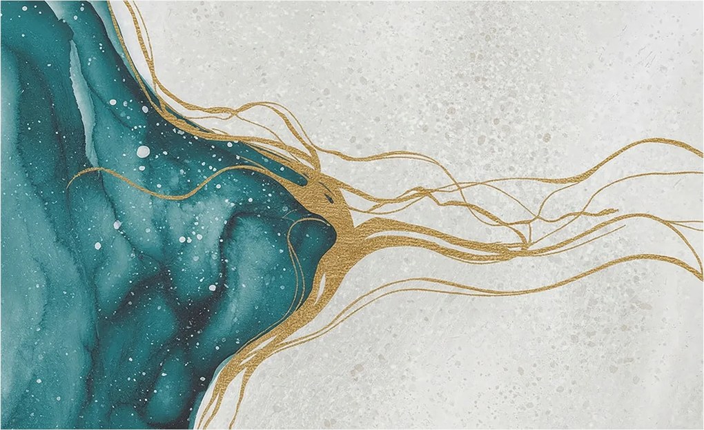 Flizelin tapéta Divatos 3D fali ragasztó Türkiz vonalak 416x254 Ragasztó