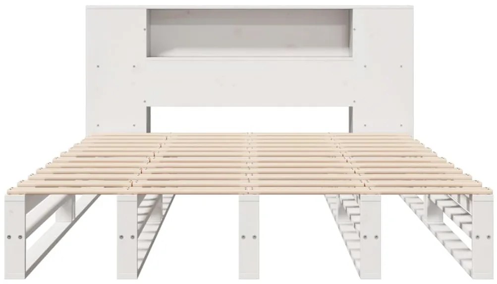 fehér tömör fa könyvespolcos ágy matrac nélkül 135x190 cm