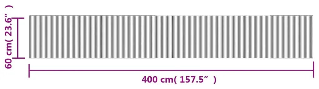 négyszögletű barna bambusz szőnyeg 60 x 400 cm