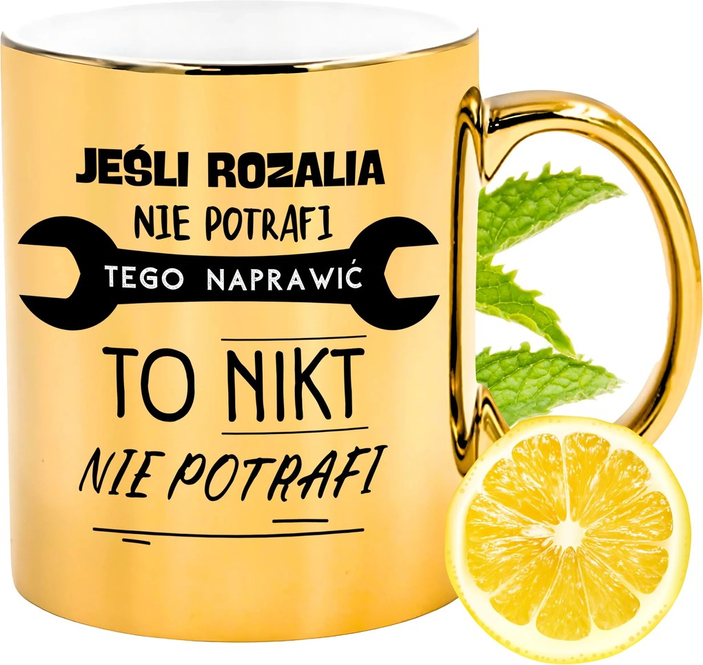 Prémium Arany Csillogó Bögre Rozáliának Ajándék Nyomtatott Fotóval