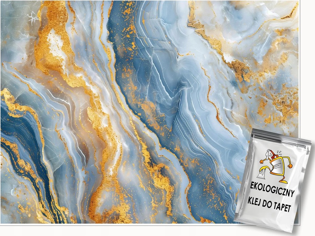 Fotótapéta Márvány Kék Arany Glamour Falra Hálószoba Nappali 150x105