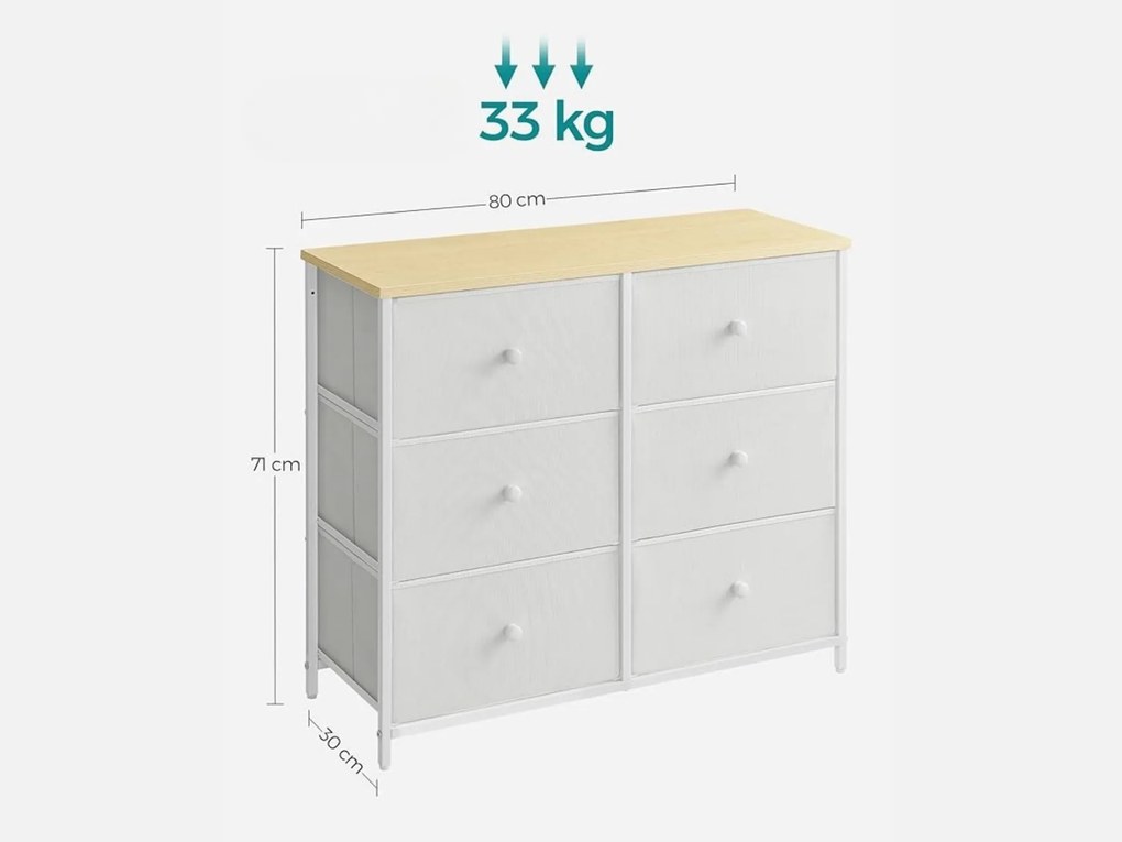 Komód fiókos dobozokkal HESTO 80x71 cm, tölgy/fehér