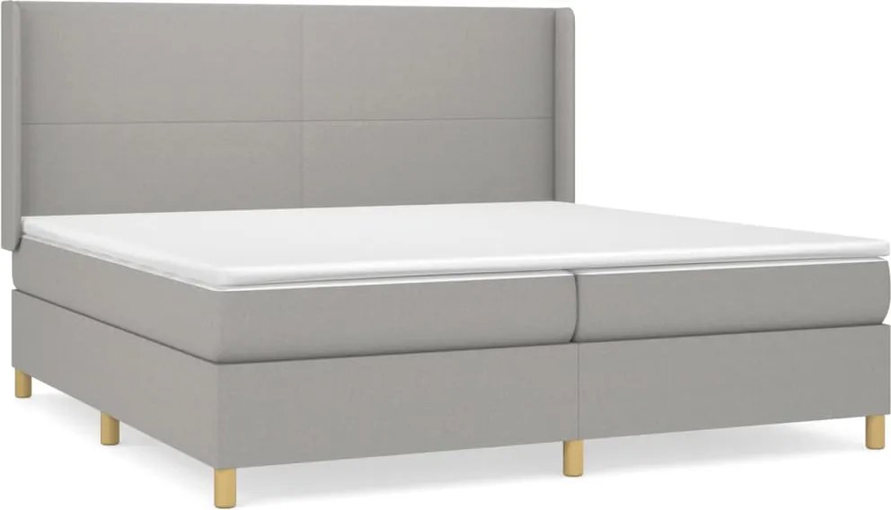 vidaXL világosszürke szövet rugós ágy matraccal 200 x 200 cm