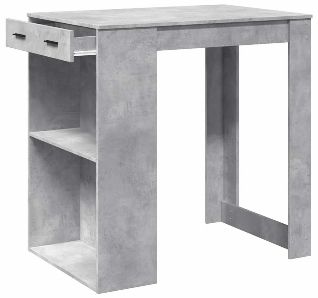 betonszürke szerelt fa bárasztal 102 x 70 x 103,5 cm