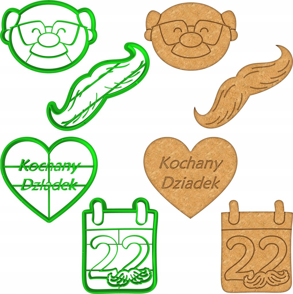 4x Mézeskalács lyukasztó Formák Nagymama És Nagypapa Napja Nagypapa 4db-os szett