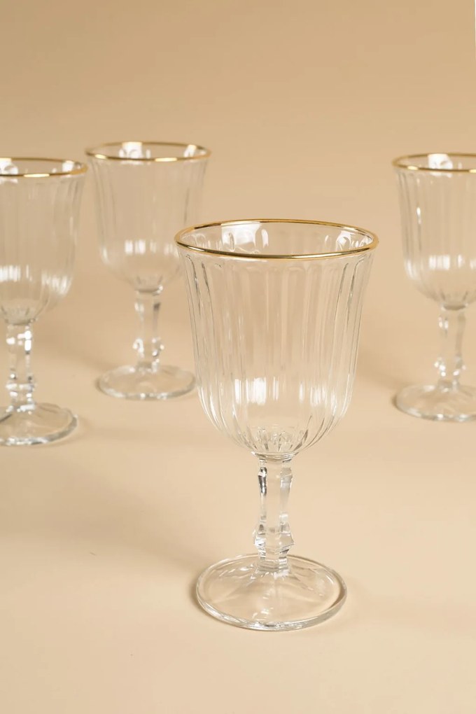 4 részes arany szegélyes üveg pohárszett 240 ml